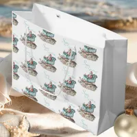 Santa’s Chinoiserie Sleigh on the Beach  Large Gift Bag