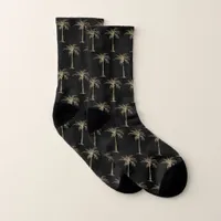 Tropical Black Gold Palm Tree Pattern Socks