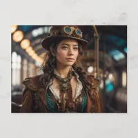 Steampunk Woman Postcard