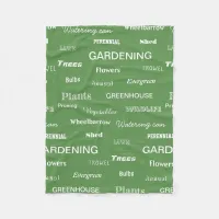 Gardening Words Patterned Garden Themed Green Fleece Blanket