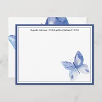 Simple Blue Butterfly Name Note Card