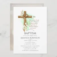 Watercolor Floral Baptism or Christening John Invi Invitation