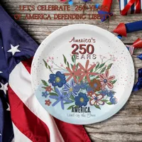America's 250 Years Floral Patriotic Paper Plate