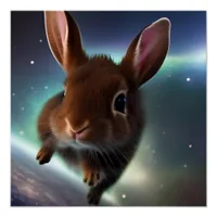 Baby Rabbit Running In Space Poster