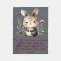 Rabbit Woodland Kids Christian Prayer on Grey | Fleece Blanket