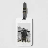 Simple Signature Minimalist Photo Save the Date Luggage Tag