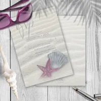 White Sands Starfish Wedding Plum/Steel Blue ID605 RSVP Card