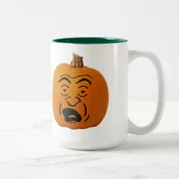 Jack o' Lantern Scared Face, Halloween Pumpkin Two-Tone Coffee Mug