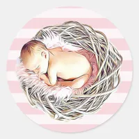 Cute pink girl's baby shower stickers