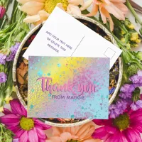 Custom Colorful Pastel Rainbow Artistic Thank You Postcard