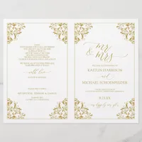 Wedding Programs Vintage Elegant Calligraphy-Gold)