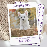 Cute Pet Sitter Custom Dog Puppy Photo Thank You Card