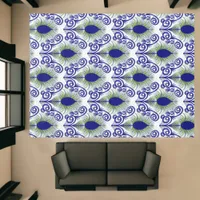 Boho Blue Green Jewel Tone Peacock Feather  Rug