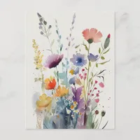 Watercolor Flowers Postcard