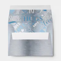 Hugs and Kisses Word Cloud Blue ID286 Envelope