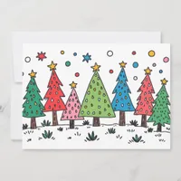 Joy of Christmas Cute Doodle Art Style Flat Card