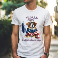 Patriot Pup in Stars and Stripes Independence Day T-Shirt