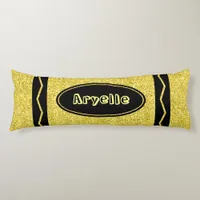 Yellow Glitter Crayon Custom Name XL Body Pillow