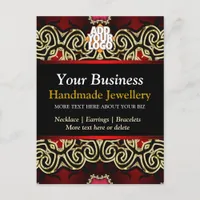 Gold+Black Decorative Jewellery Business Postcard