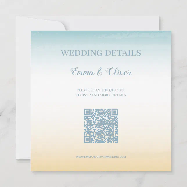 Seaside Theme Wedding QR Code Enclosure Card