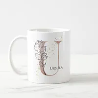 Monogram Initial Modern Letter U Boho Personalized Coffee Mug