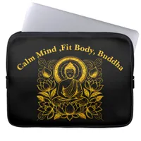 Buddha Amid Lotus Flowers Laptop Sleeve