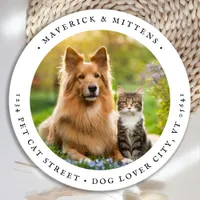 Return Address Custom Photo Pet Dog Cat Simple  Classic Round Sticker