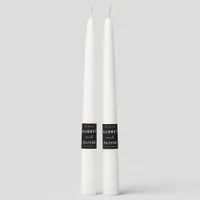 Minimalist White on Black Wedding Date Monogram Taper Candle