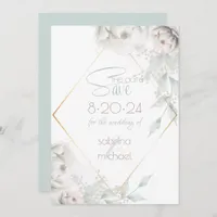 Save the Date | Alabaster White Watercolor Peonies
