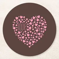 Heart Full of Hearts Love Pink ID733  Round Paper Coaster