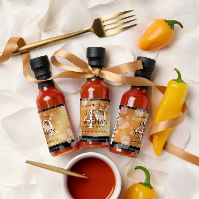 Elegant 49th Copper Wedding Anniversary Hot Sauces