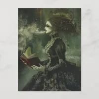 Ghostly Woman with Icy Breath Reading a Book Postcard