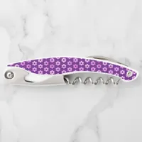 Pretty Purple Flower Pattern Waiter's Corkscrew