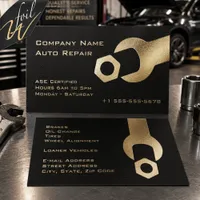 Gold Foil Auto Repair Mechanic  Spot Gloss Business Cards