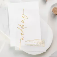 Rotated Calligraphy Gold Text Wedding Vellum Invitations