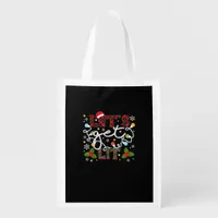 Let's Get Lit Drinking Santa Christmas Lights Grocery Bag