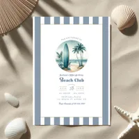 Retro Coastal Beach Club Birthday Party Invitation