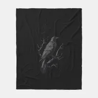 Crow, F-Caw-F Funny Bird Vintage Style Fleece Blanket