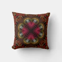Medieval Red Gold Fractal Hearts Cushion Pillow