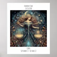 Libra Zodiac Astrology Name & Birthday Poster