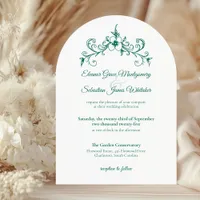 Elegant Vintage Romance Emerald Green Wedding Invitation