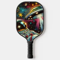 Astronaut Floating in Space with a UFO Ai Art Pickleball Paddle