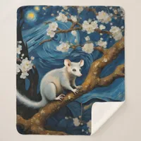 Beautiful Possum in  the Starry Night Sherpa Blanket