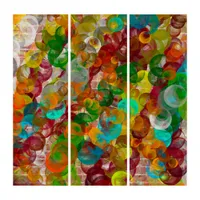 A Colorful Abstract Brick and Bubbles Modern  Triptych