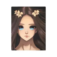 Blue Eyed Brunette Anime Girl Metal Print