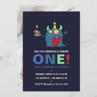 1st Birthday Little Monster Boy Party Invitation