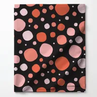 Halloween Polka Dots On Black Pattern Fabric