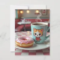 Keep in touch with this Cute Donut and Coffee Postcard