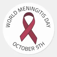 World Meningitis Day - October 5th Classic Round Sticker