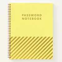 Minimalist Yellow Gold Stripes Password Notebook